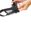 Bozal de nylon ajustable Ibañez para perros Bozal de nylon ajustable Ibañez de malla negra para perros, mostrando el sistema de cierre con velcro y correas