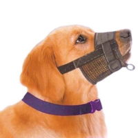 Bozal de nylon ajustable y guiador Bozal de nylon ajustable Ibañez para perro con rejilla transpirable y collar morado