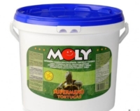 Supermenu para tortugas Moly Cubo de plástico blanco con tapa azul de alimento Moly Supermenu para tortugas, galápagos y anfibios de 1.5 kg