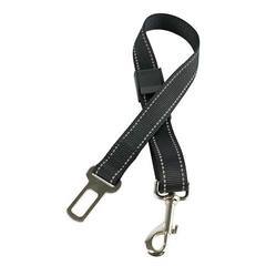 Cinturón de seguridad para perros Ibañez de nailon negro con costuras reflectantes y enganche metálico