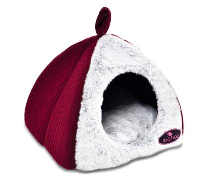 Cama iglú para perros y gatos de crochet rojo